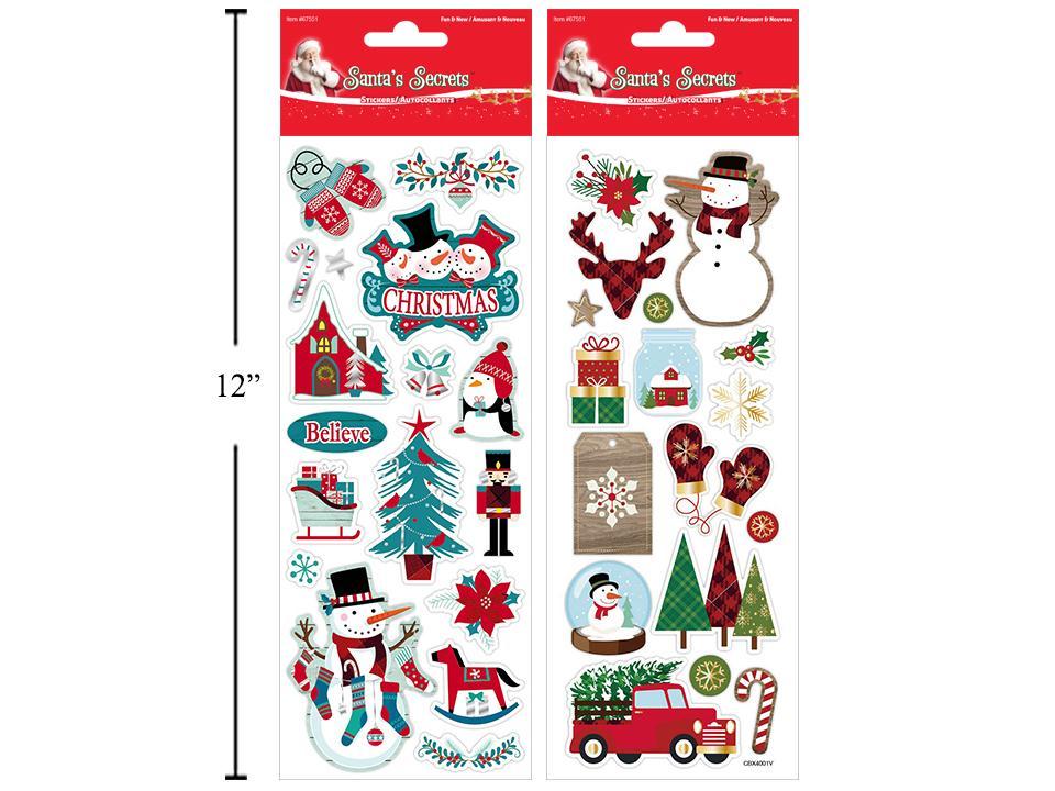 S.Secrets Xmas Foil Chipboard Stickers, 12''x4.15'', 2asst., pbh