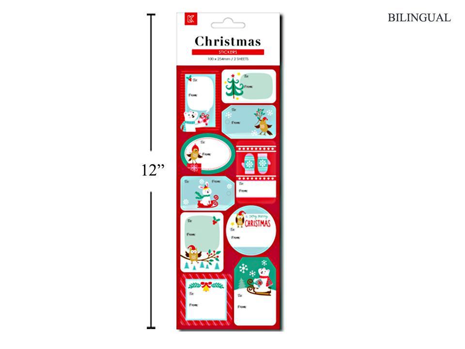 S.Secrets Xmas Glitter Sticker Gift Tag w/2 Sheets, 12''x4.15'',pbh
