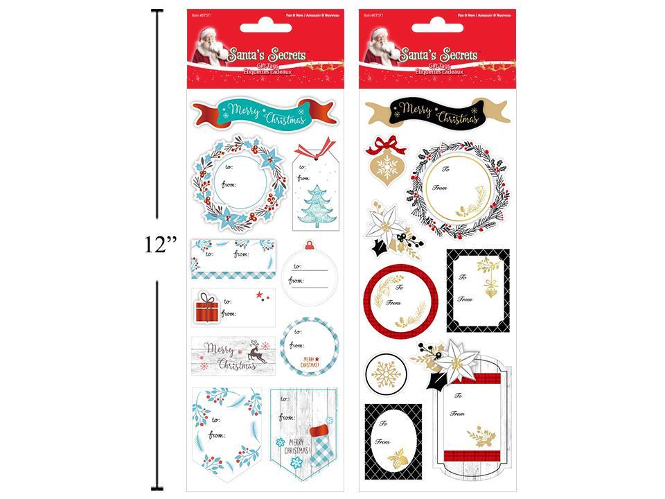 S.Secrets Xmas Foil Sticker Gift Tags, 12''x4.15'', 2/S, pbh