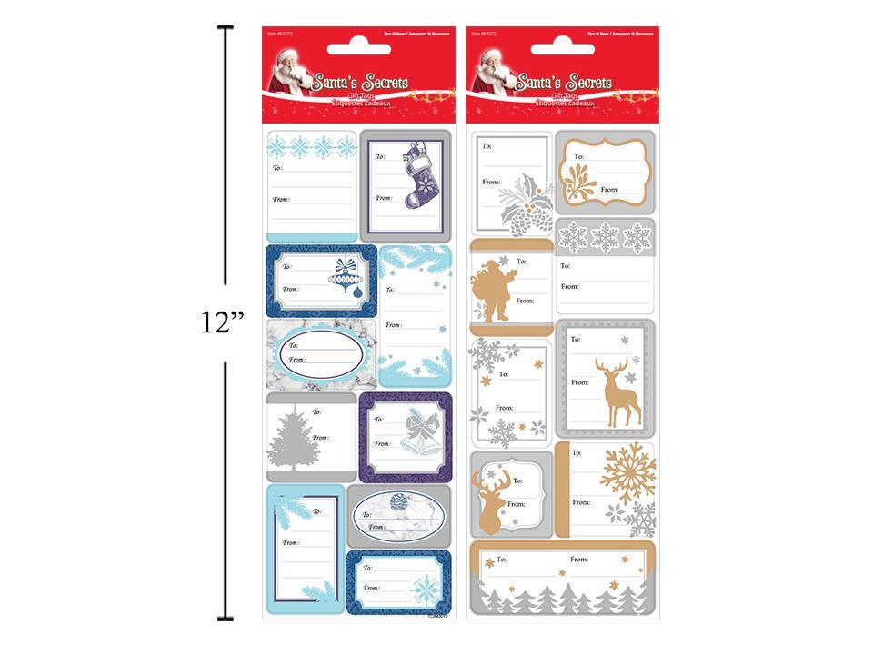S.Secrets Xmas Glitter Sticker Gift Tags w/2 Sheets,12''x4.15'',2/S,pbh