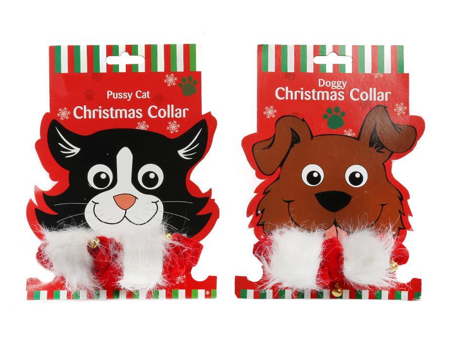 S.Secrets Xmas Dog/Cat Collar with 2 Bells, 2asst., header card