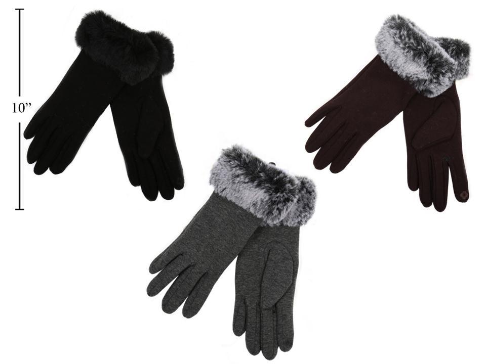 Nordic T. Ladie's Texting Gloves w/ Faux Fur Cuff