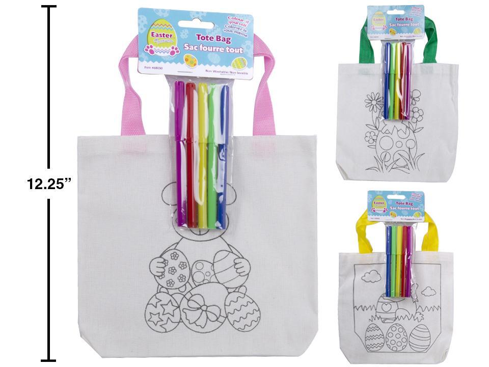 Easter 8" Tote Bag w/5 Colouring Markers, 3asst. Styles, header card