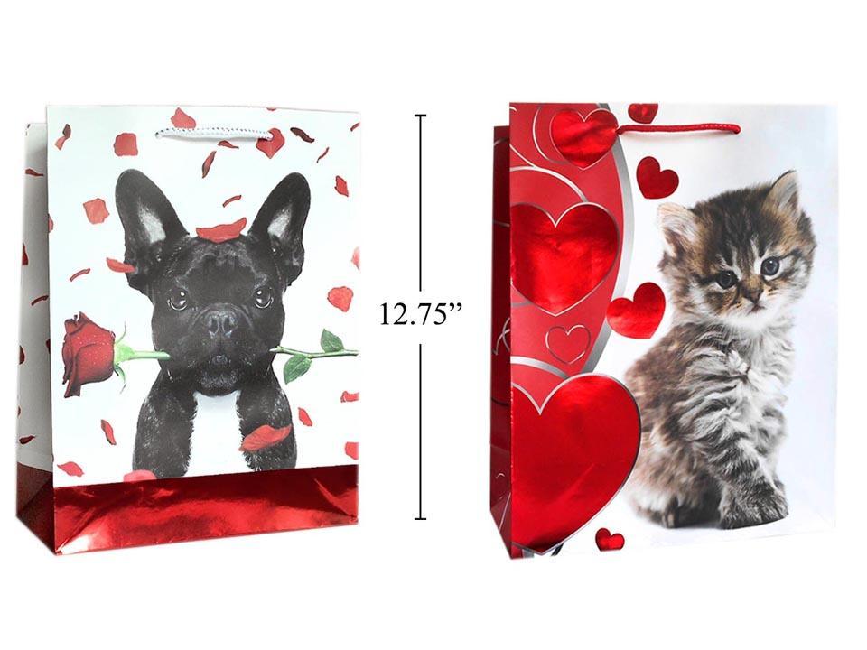 V'tines Matte Pet Gift Bag- Large, 2/s, 10.2"x12.8"x5'', upc