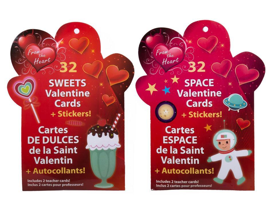 V'tines 32ct. Cards & Stickers, 2asst., printed bag