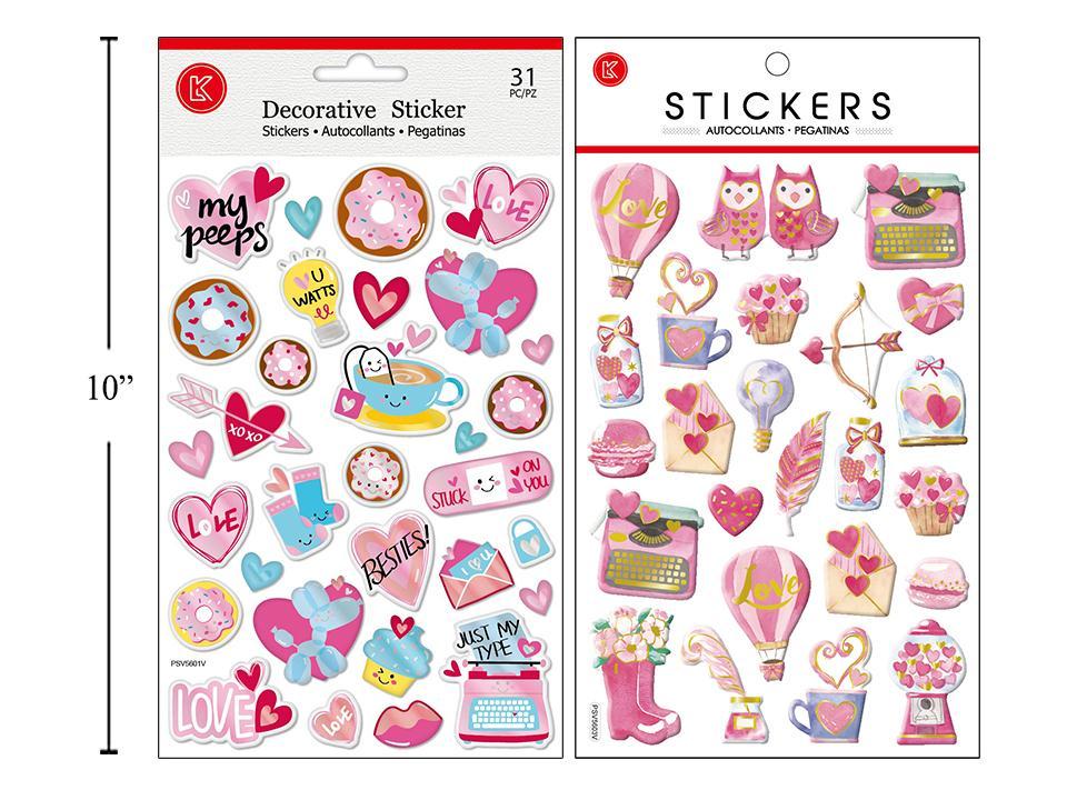 V'tines Foil Pop-Up Stickers, 9.85''x5.5'', 2/s, header