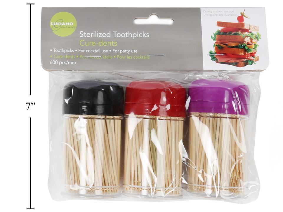 L.Gourmet Sterile Toothpick 3-Pack, 200 Pieces per Pack, in PVC Bag with Header (CS)