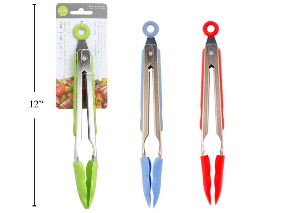 L.Gourmet 9" Silicone Tongs with Pull-lock