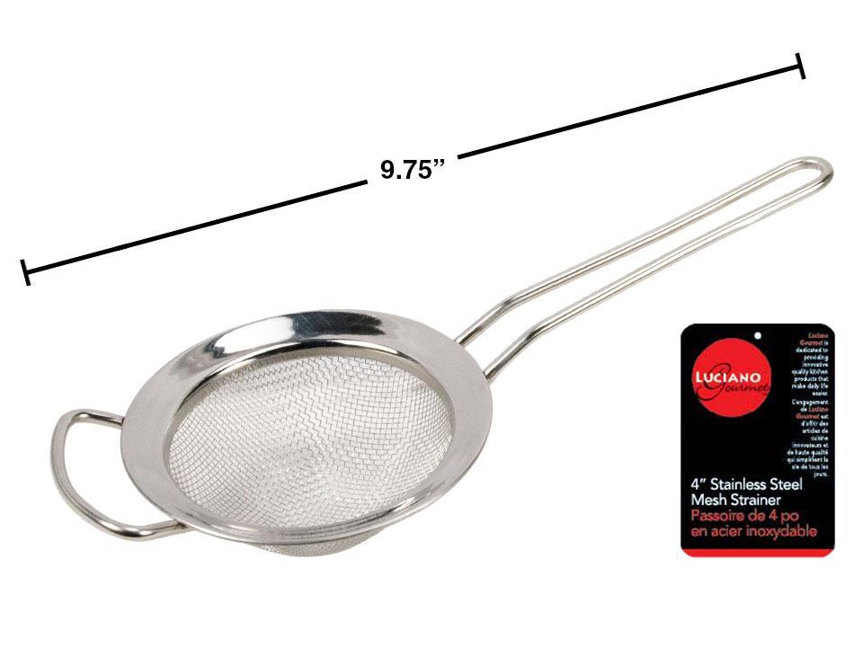L.Gourmet 4-Inch 16 Eyes Stainless Steel Mesh Strainer with Rectangular Support (CP)