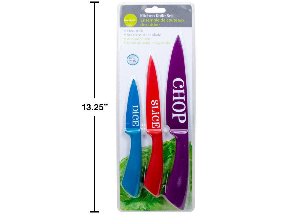 L.Gourmet 3-Piece Non-Stick Kitchen Knife Set