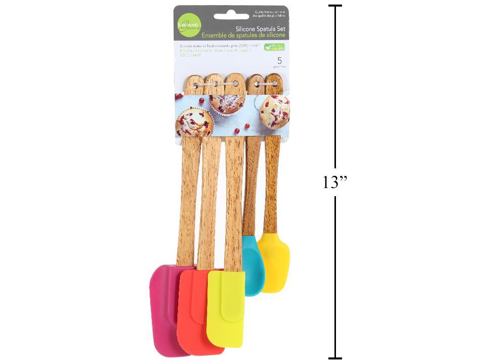 L.Gourmet 5-Piece Silicone Spatulas with Wood Handle Set, t.o.c.(CP)
