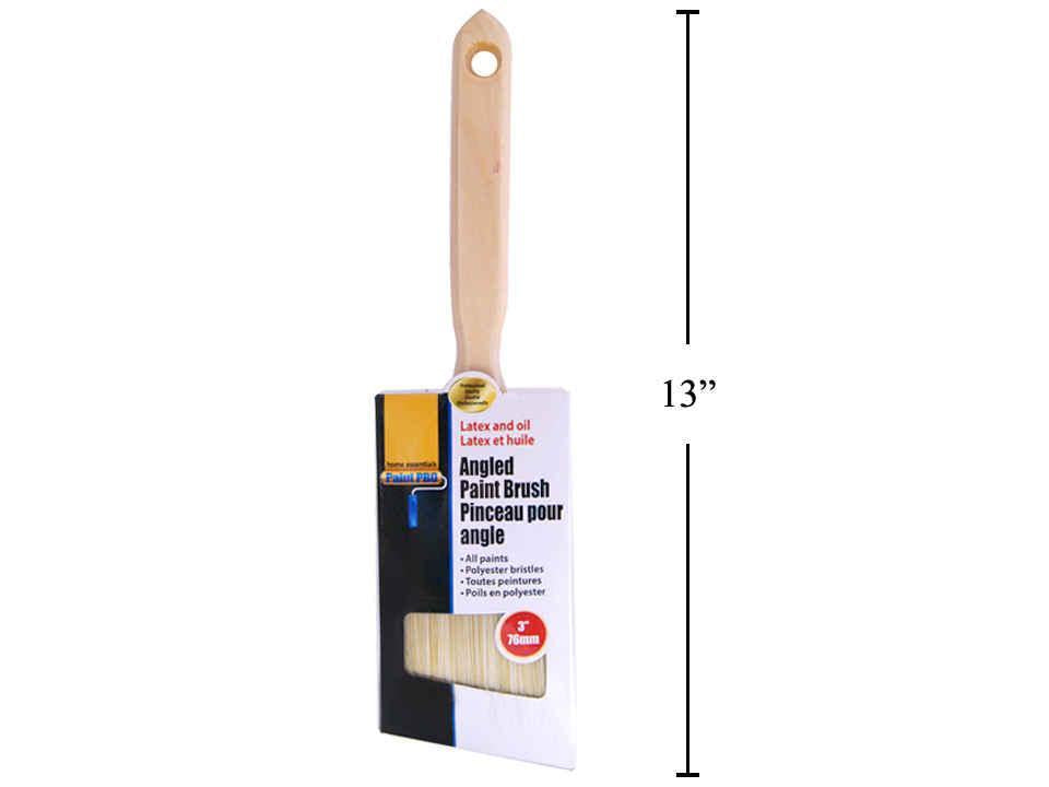 H.E. Paint Pro 3" Angled Paintbrush with Wooden Handle, Silver Card Included