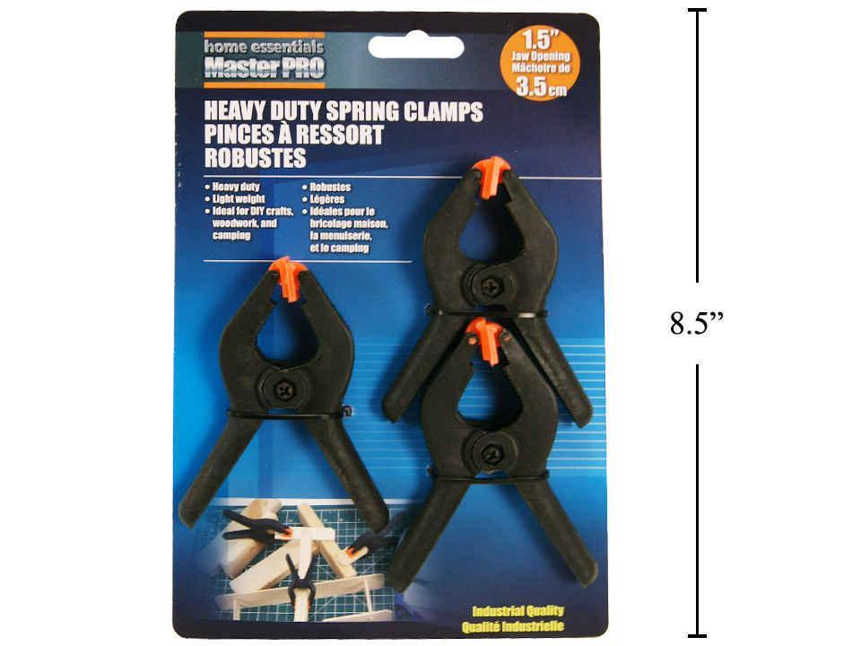 H.E. Master Pro Heavy Duty Spring Clamps with 1.5" Opening, 3-Piece Set