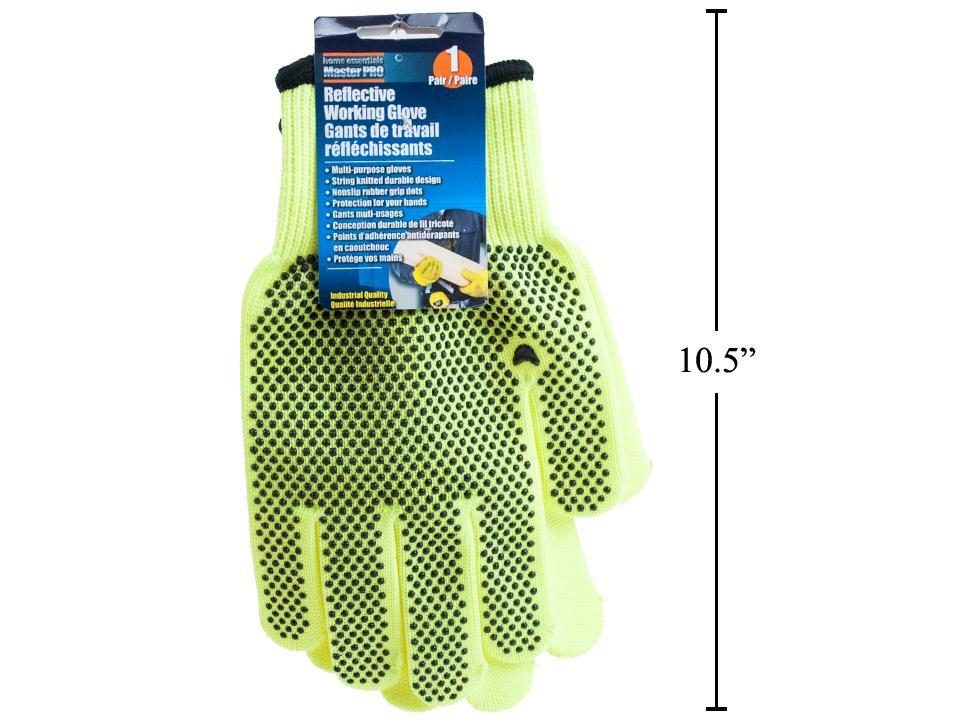 H.E. Master Pro Reflective Working Glove W/ Gripping Rubber Dots,