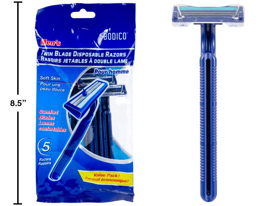 Bodico's 5-Piece Men's Razors with Stainless Steel Twin Blade