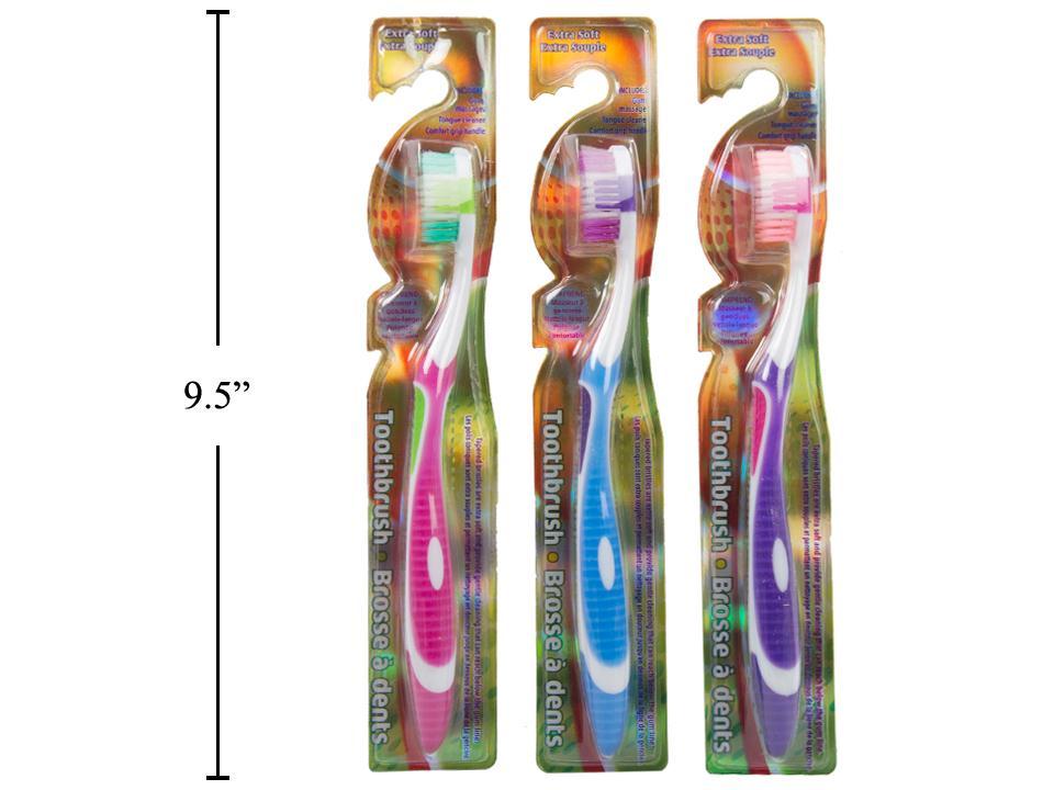Bodico, 1-pc Toothbrush, 3 col, b/c soft tapered bristles, w tongue cle