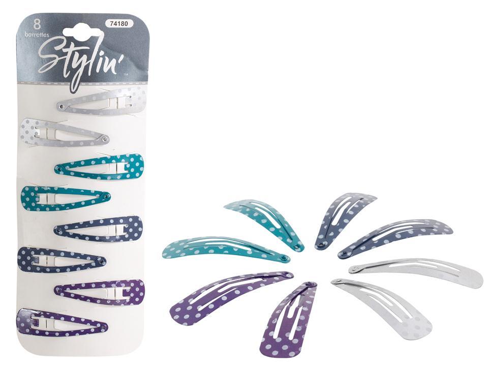 Stylin, 8-pc Polka Dot Snap Barrettes, h/c