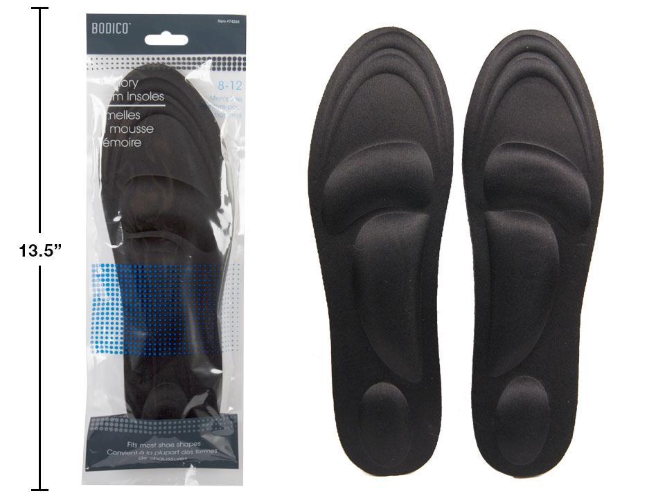 Bodico Men's Memory Foam Insoles, 10.5"