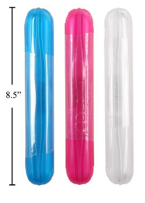 Global Travel Toothbrush Holder in Clear, Lime, Blue, Pink - Pack of 12 per Display Quantity