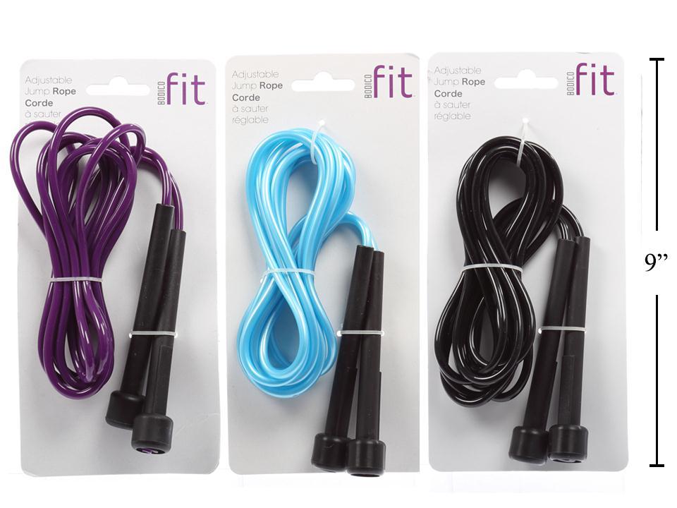 Bodico Fit Adjustable Jump Rope in Three Colors, Tie Card Included