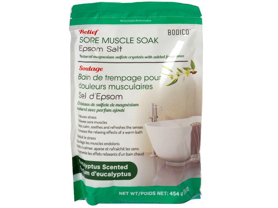 Bodico Epsom Salt for Sore Muscle Relief, 454g in a Zip Bag