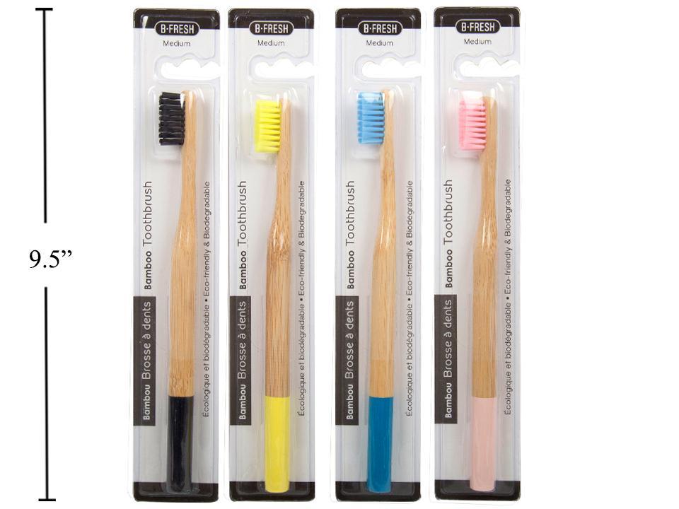 Bodico's Assorted Color Bamboo Toothbrush Set, Packaged in Blister Card