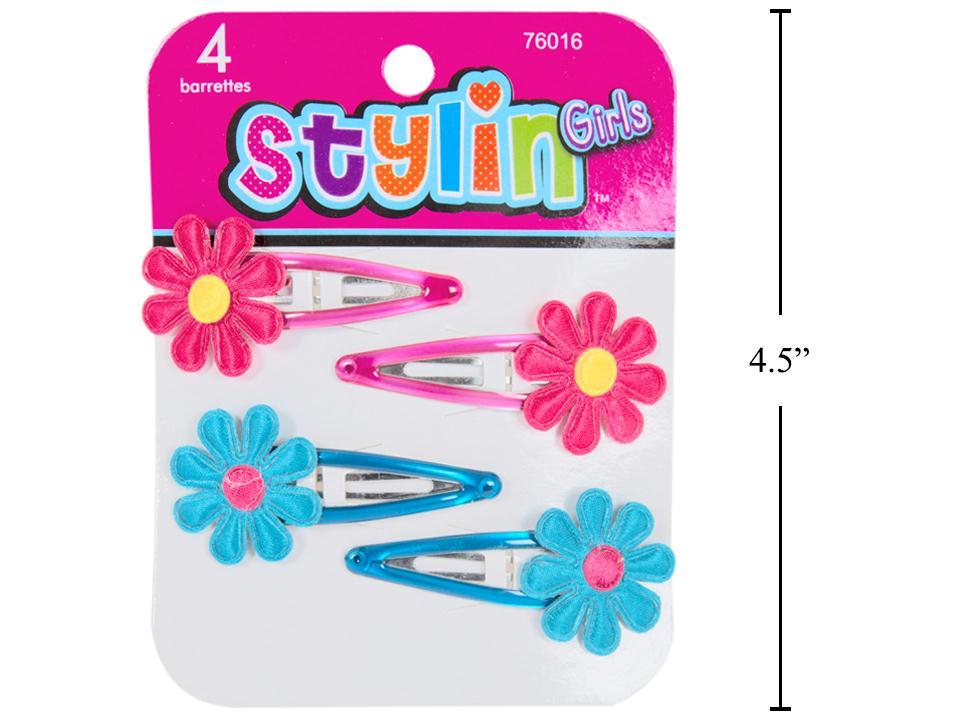 Stylin G,4-pc Flower Snap Barrette, h/c