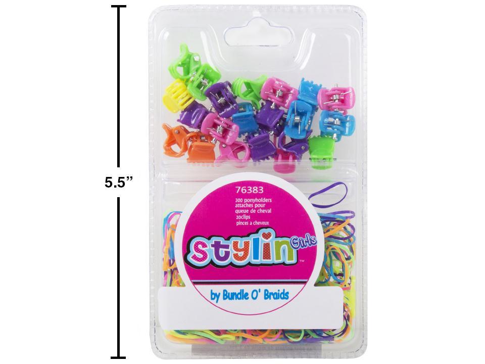 the 320-Piece Styling Hair Accessories Set with Latex Pony Holder and Mini Clips