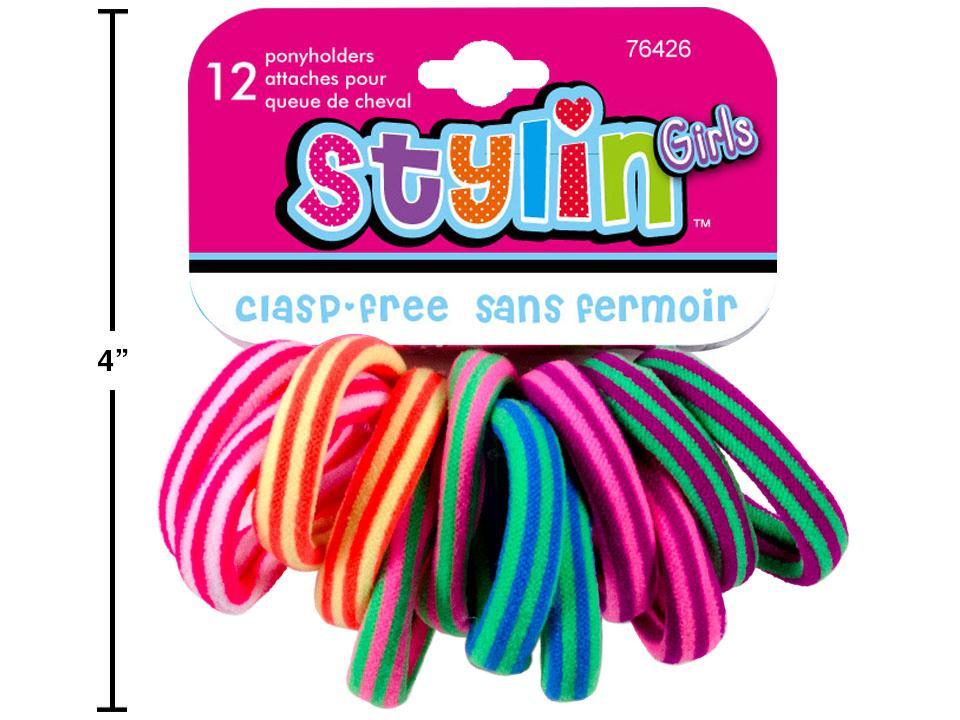 Styling 12-Piece Neon Ponytail Holders