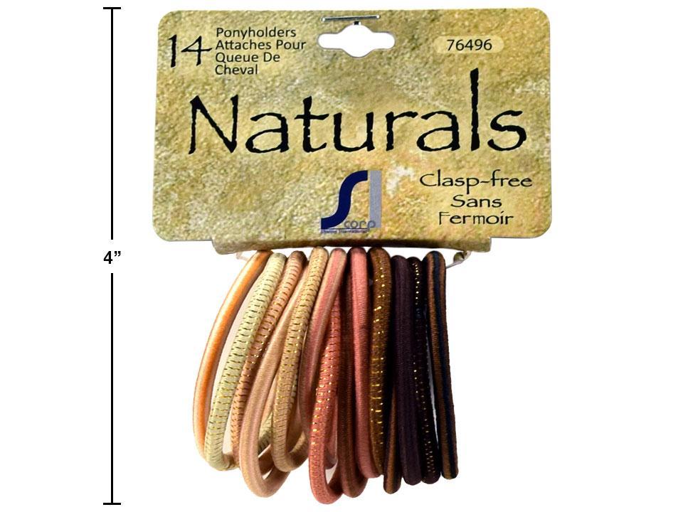 Natural 14-Piece Ponyholders, Hair Care, Clasp-Free