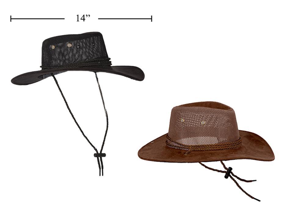 Men's Suede Cowboy Hat w/Mesh, 2/c, cht, 100% Polyester