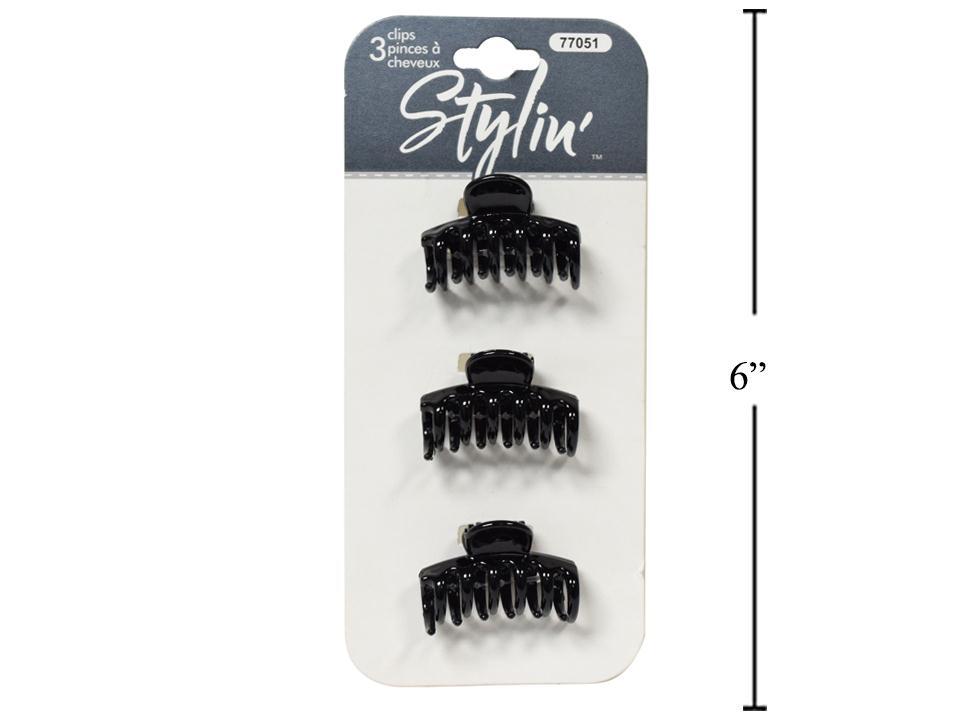 Stylin 3-Piece Black Claw Clips