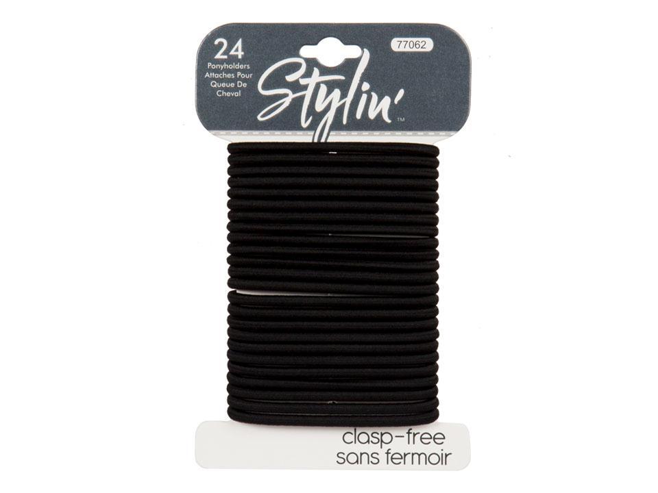 Stylin 24-Piece Black Clasp-Free Ponyholders