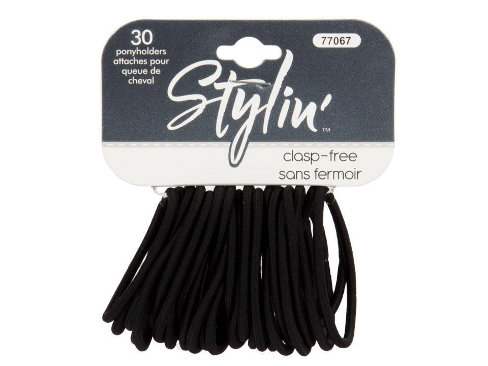 the Stylin 30-Piece Skinny Black Ponyholder, Clasp-Free, Heat/Cold Resistant