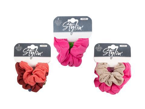 Stylish 3-Piece Scrunchie Set, 3 Random Assorted Colors per Package