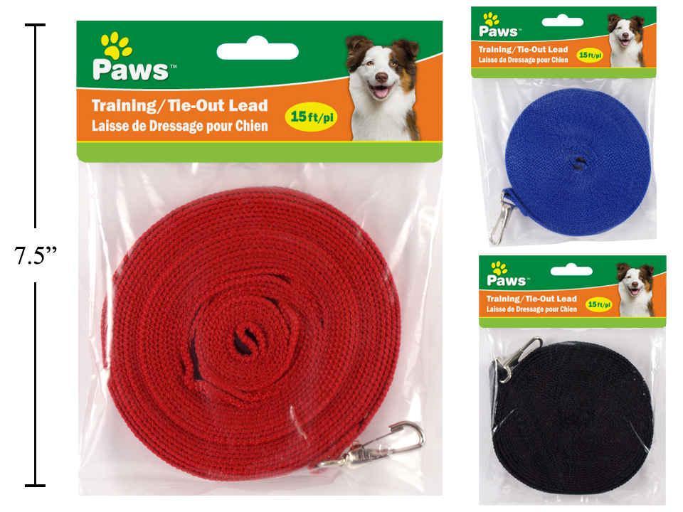 PAWS. 15-ft Training/Tie-out Lead, 3 col. (DR98838)
