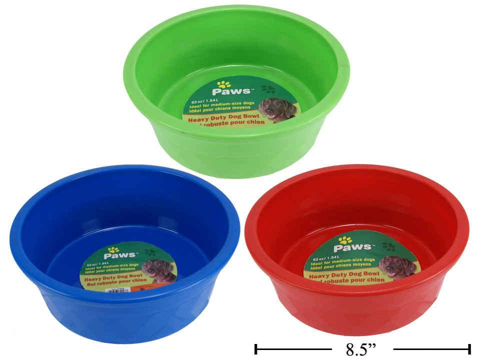 Paws 50oz Pet Bowl, Available in 3 Colours, 8.5"Dia.x2.85"H with Label Sticker