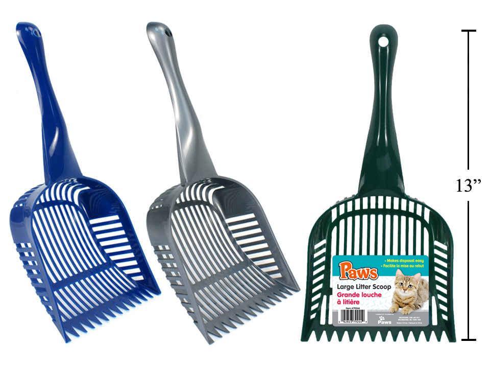 PAWS. 13"x6.25"x1.5" Large Litter Scoop, 3 assorted col.