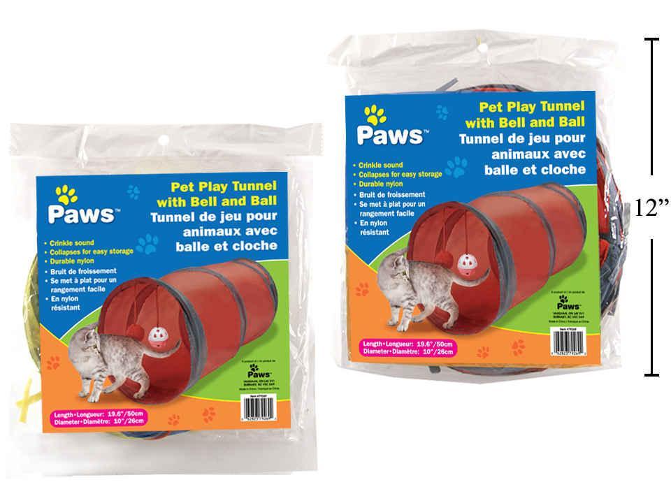 PAWS Pet Play Tunnel (9.75"x19.5") 2/col, Opp bag+insert