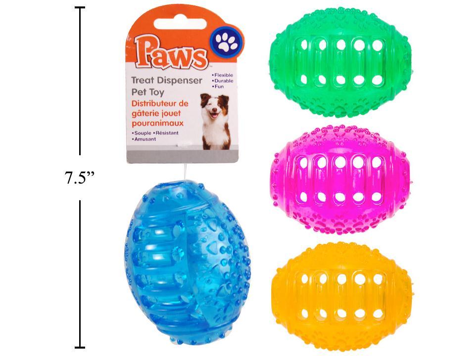 PAWS Treat Dispenser Pet Toy, Available in 4 Colors, with Hang Tag
