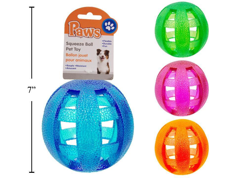 PAWS Squeez Ball Pet Toy , 4/col, h/c