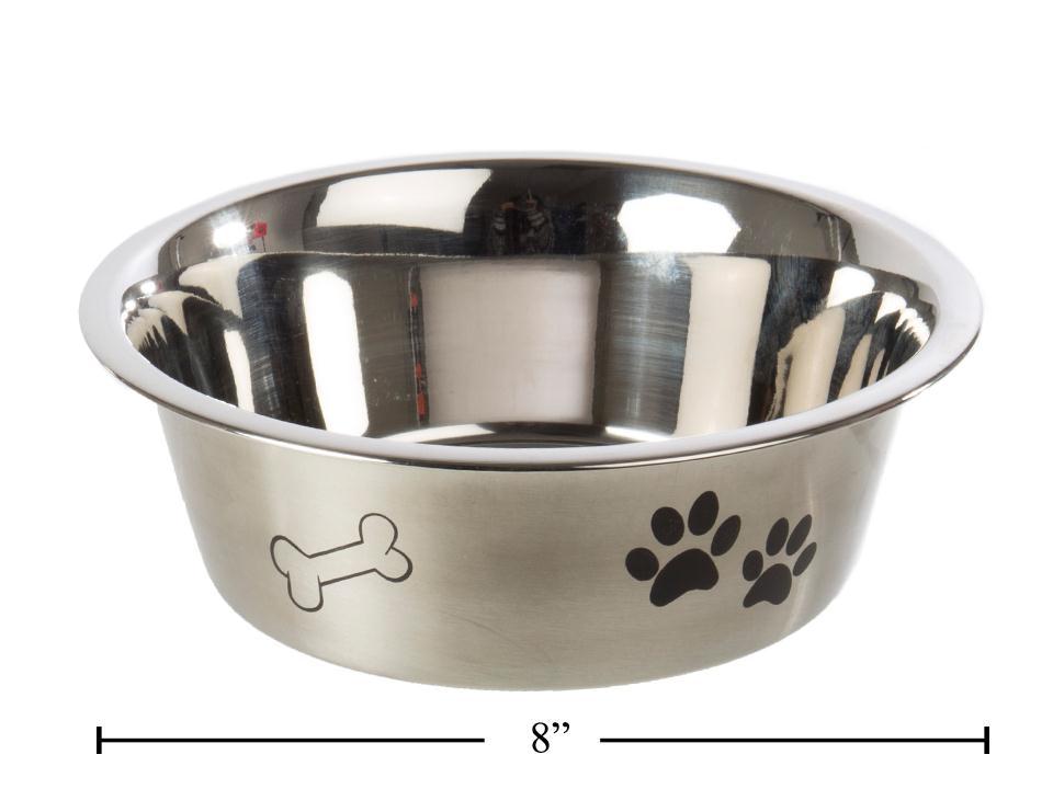 PAWS 8.25" Matt Stainless Steel Pet Bowl