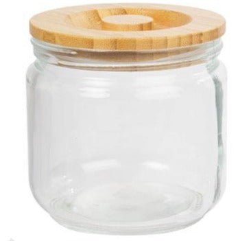 Luciano Glass Jar with Wooden Lid, 4.25" Diameter x 4.25" Height, Pack of 6