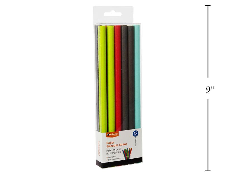 Luciano 12-Piece Paper Smoothie Straws, 10mm in PVC Box (HZ)