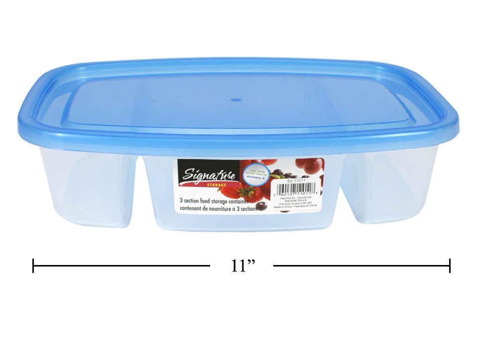 SiG.Kit 3-Section Rectangular Storage Container with Lid, 11x7x2.6"