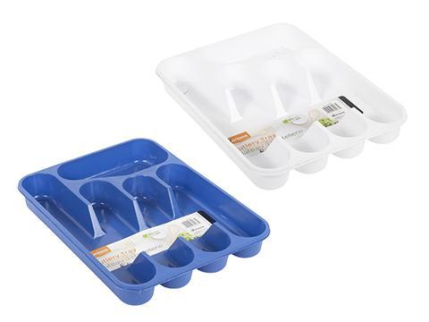 SiG.Kit Plastic Cutlery Tray with Two Compartments, Dimensions 13x9.25x1.75 Inches
