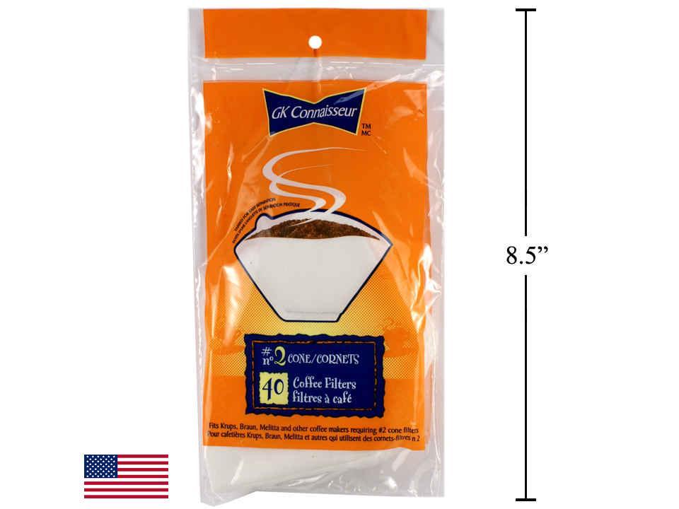 40-pc #2 Cone Coffee Filter, polybag
