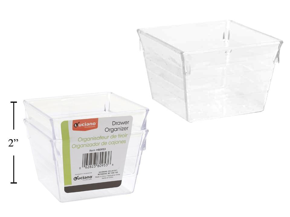 Luciano 2-Piece 3"x3"x2" Clear Plastic Drawer Organizer