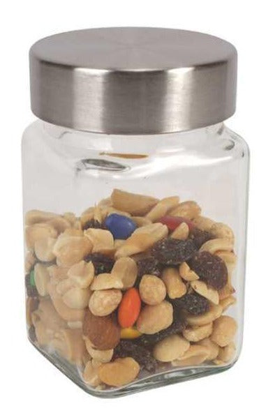 Luciano Glass Spice Canister with Stainless Steel Lid, Dimensions 2.25" x 4.25"