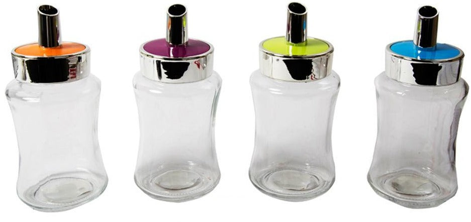 Luciano  Glass Sugar Jar, 2.75"Dia. x 6", 4 col.